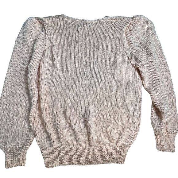 Vtg Nannell Women’s Hand Knit Sweater wool & Angora Rabbit Hair Peach Color M - Picture 5 of 12